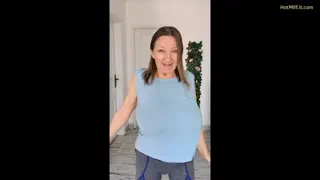 60yo Beauty Dancing Naturally with Curves and Big Tits