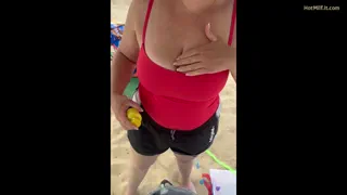 Church Milf Chelsea with Big Tits Bouncing at the Beach