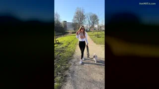 Just a Mom on Her Morning Walk - Slideshow with Big Tits